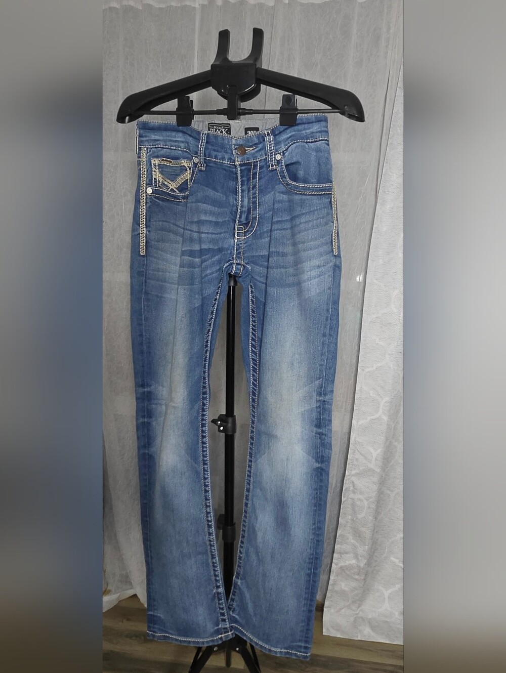 Buckle Black Fit No. 3 Bootcut Jeans Women's 30R Medium Wash Thick Stitch